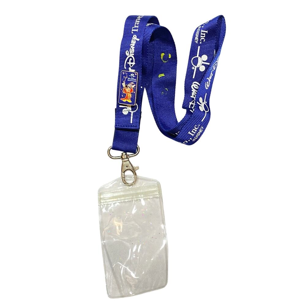 Disney Mickey Mouse Lanyard ID Holder Keychain with Mickey Pin Holder